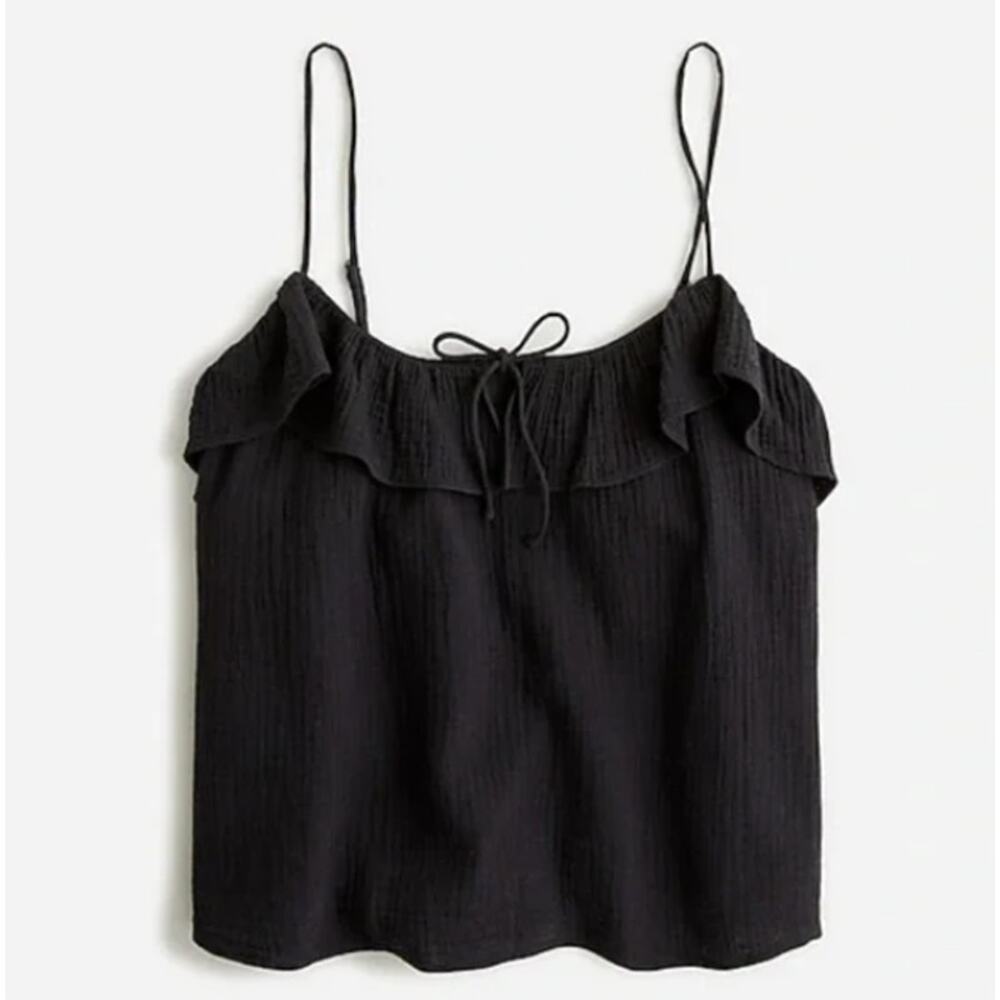NWT J. Crew Black Ruffle Soft Gauze Camisole Size Medium